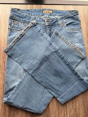 Y2K Jeans Paris Blues Light Denim low rise with Branded Patch